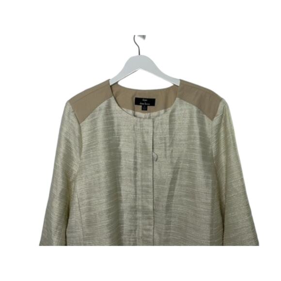 Dennis by Dennis Basso Beige & Gold Textured Topper Coat Women's XL NEW - Picture 3 of 14